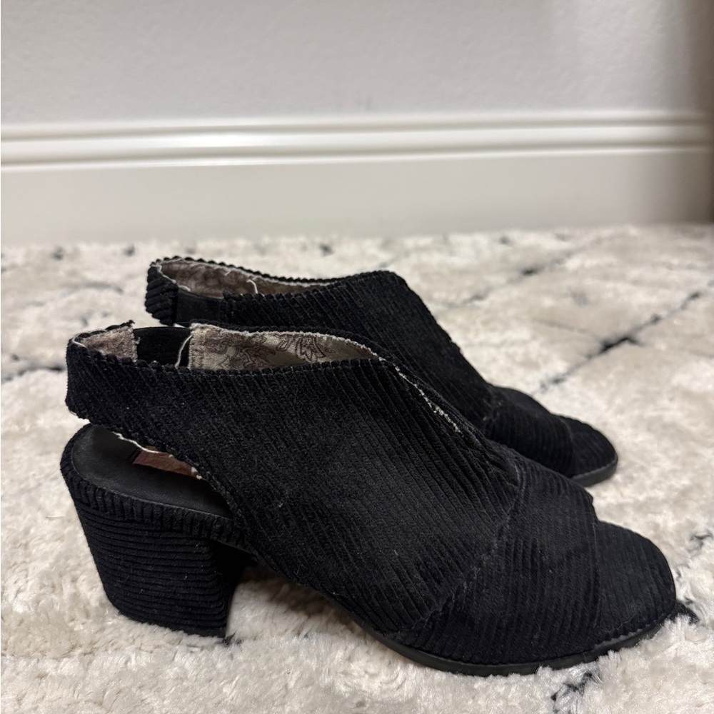 Black Open-Toe Slingback Block Heels - Comfortable Everyday Style